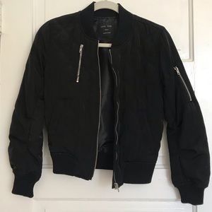 Love Tree black quilted bomber jacket